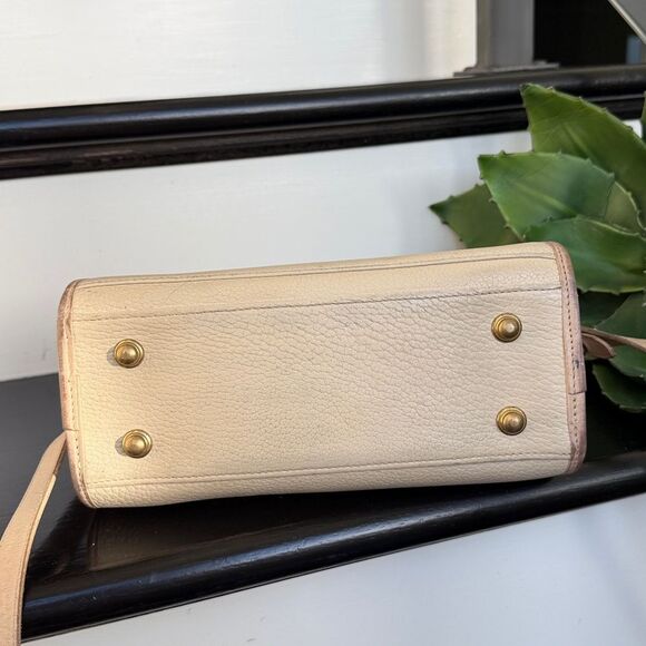 Dooney & Bourke Vintage buckle ziptop satchel oatmeal Leather Crossbody Shoulder - Picture 8 of 14